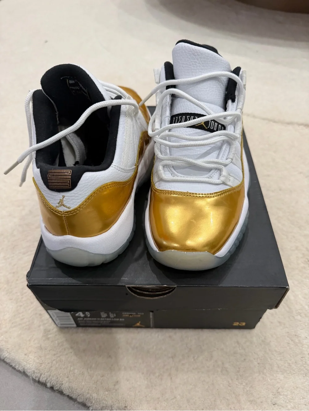 Jordan Kids White and Gold Low-Top Sneakers